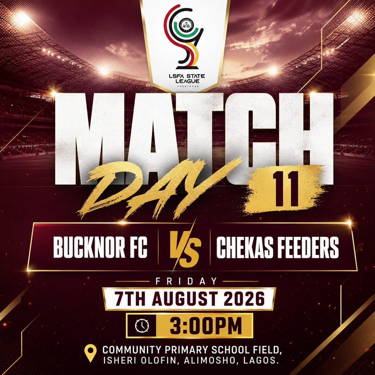Chekas Feeders Travel to Face Bucknor FC in Matchday 11